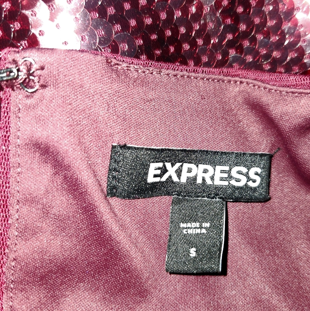 Express | Sequin Burgundy Dress - Picture 4 of 4